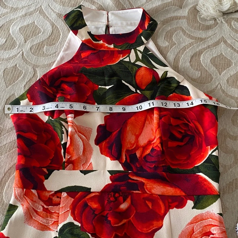 Enfocus Studio Floral Halter Maxi Dress Size 4 Red Roses Mermaid Style - Picture 8 of 10